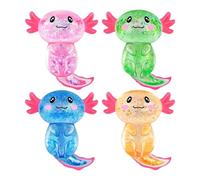 Jouet à Presser Fidget, Compact et Portable, 4 pièces, Jouets à Paillettes, Jouet Anti-Stress Axolotl Squishy, Texture de pâte Douce et Extensible, pour , Adolescents et Adultes