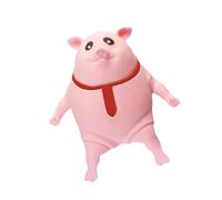 Jouet à Presser - Jouet Anti-Stress en Forme de Cochon en Caoutchouc avec Cravate Rouge, Jouets sensoriels en Forme d'animal | Le Port d'un modèle de pincement Animal à Cravate Rouge pour Le Lie