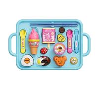 Jouet à Pudding avec cuillère, Jouet à Pudding 1 Ensemble d'alimentation Japonaise avec cuillère, Fourchette, Baguettes, crème glacée, Glace et Assiette, Accessoires de Cuisine pour garçons et fill