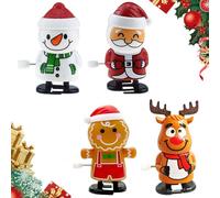 Jouet à Remonter Noël pour Enfants,Idéal Petit Cadeau De Noël,Pingouin, Père Noël Pingouin Bonhomme De Neige élan Mécanique Jouet De Course Et De Saut. (A-4PCS)