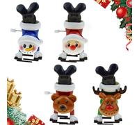Jouet à Remonter Noël pour Enfants,Idéal Petit Cadeau De Noël,Pingouin, Père Noël Pingouin Bonhomme De Neige élan Mécanique Jouet De Course Et De Saut. (C-4PCS)