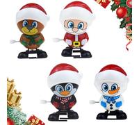 Jouet à Remonter Noël pour Enfants,Idéal Petit Cadeau De Noël,Pingouin, Père Noël Pingouin Bonhomme De Neige élan Mécanique Jouet De Course Et De Saut. (B-4PCS)