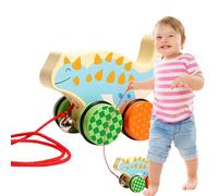 Jouet à tirer dinosaure en bois, jouet de corde de dinosaure | String qui traînent des jouets dinosaures | String qui traînent des jouets dinosaures | Kit de jeu pour filles et garçons