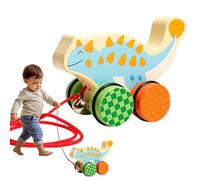 Jouet à tirer marchant le long, jouet à tirer dinosaure en bois,Ensemble de jeu de jouets pour à cordes traînant des dinosaures | Jouets bébé Push & Pull, jouet pour marcher et tirer pendant 18 m