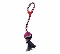 Jouet à tirer pour chien en corde avec balle - Corde nouée durable avec balle de tennis en caoutchouc - 53 cm de long - Pour mâcher, rapporter et jouer interactif