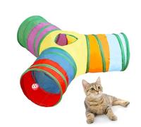Jouet à tunnel pour chats - jouet interactif pour chats d'intérieur avec 3 chemins, labyrinthe tunnel interactif pour chatons, pour intérieur extérieur maison cour pelouse enrichissement exercice âme