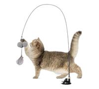 Jouet à ventouse pour chat - Baguette interactive pour jeu solo | Base sous vide robuste avec fil à ressort haute élasticité et leurre vibrant pour salons, appartements et aires de jeux