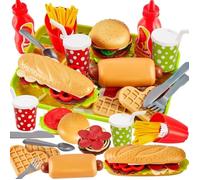 Jouet Aliment Cuisine - Dinette Enfant Hamburger - Aliments Colorés - Plateau Inclus - Pour 3-5 Ans