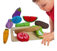 Jouet Alimentaire À Découper En Bois - Nourriture De Jeu De 7 Pouces | Ensemble De Cuisine En Bois - Jeu Éducatif De Simulation De Fruits Et Légumes Pour Garçons Et Filles, Garderie À Domicile, Appren
