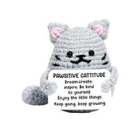 Jouet amusant pour chat au crochet - Fait à la main - Animaux positifs avec carte d'encouragement - Cadeaux de soutien émotionnel - Cadeaux éducatifs pour femmes et filles - Doux psychique