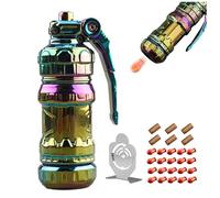 Jouet Anti Stress Adulte Metal Pistolet, Alliage Finger Soft Bullet Guns Style Grenade 20 Balles Molles Anti-Stress Plusieurs Modes De Jeu Démarrable 8-10m De Longue Portée (Chameleon)