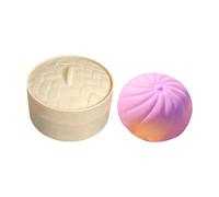 Jouet Anti-Stress Bouchon à la Vapeur 5cm - Squishy Sensoriels pour Enfants, Soulage Le Stress Scolaire et Professionnel - Idée Cadeau Anniversaire et Décoration de Pâques avec Panier (Viola)