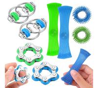 Jouet Anti Stress Fidget 8 Pièces, Spinner Doigts Jouet, Fidget Toys Anti Stress, Porte Clef Anti Stress pour Enfants et Adultes