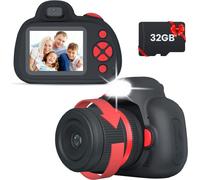 Jouet appareil photo numérique pour enfants, 48MP intégré 32GB carte SD appareil photo selfie enfants pour 3-12 ans cadeau d'anniversaire enfants,Noir