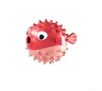 Jouet auto-divertissant pour chien en forme de poisson avec double stimulation : mécanisme de distribution de friandises et sortie sonore constante pour chiots et adultes (rouge)