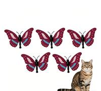 Jouet automatique pour chat d'intérieur - Jouet interactif en forme de papillon flottant avec ventouse - Teaser intelligent pour la stimulation mentale et le soulagement de l'ennui (5 pièces, couleur