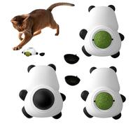 Jouet avec chat - 3 pièces 9 x 8 cm 75 g jouet monté sur le mur, boule de collation pour chat, lèche de panda pivotant comestible pour enrichissement félin | Léche de chatons autocollants pour la