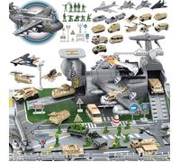 Jouet Avion Militaire pour Enfant - Set Avion de Combat avec 11 Camions, 7 Combattant et Soldats - Jouet Cadeau Garçon 3 à 8 ans