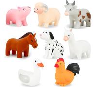 Jouet Bain bébé 1 an, Jouets de Bain pour Bebe 1 2 3 Ans, Lot de 8 | Jouet bain animaux ferme bebe sans trou, anti-moisissure, jeu jeux jouet bain enfant 2 ans avec sac de rangement en filet