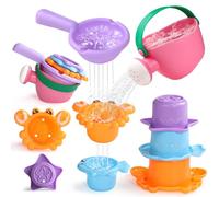 Jouet Bain Bébé, Jouet Bebe 1 an, Bain Bebe 5PCS Jouets Enfant 1 an Cadeau Naissance Fille Garcon,Jeux Bebe Enfant 1 2 Ans Cadeau Bébé 9 12 Mois Jeux de Plage Enfants Jouets Piscine Jardin Empiler