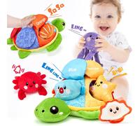 Jouet Bébé 0-6 Mois,Tortue Peluche d'Éveil Montessori Sensoriel,Cadeau pour Enfant 3 6 9 Mois