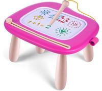Jouet Bebe 1 An Filles,Ardoise Magique Grande Avec Pieds,Tableau De Dessin Magnétique Effaçable,Cadeau D'Anniversaire De Noël(Rose)