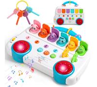Jouet Bebe 1 an, Jouet Montessori avec 6 Animaux Musique et Lumières Jeux Bebe 1 an Fille Garçon Jeu Eveil Educatif 12 18 Mois Jeu Bebe Anniversaire Cadeau Enfant 1 2 3 An Fille Garcon Jeux et jouets