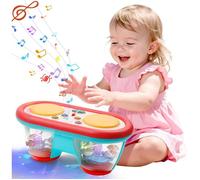 Jouet Bébé 1 an, Jouet Musical Lumineux pour Enfant 12Mois + Cube d'Activité Instrument de Musique à Double Tambour à Mains Cadeau