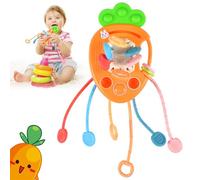 Jouet Bebe 1 an,Montessori Jouet Bebe,Sensoriels Corde à Tirer Jouet Bebe,Jouets de Voyage et de Dentition Eveil 6-18 Mois, Cadeau d'anniversaire pour Garçons Filles(Les Carottes)