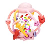 Jouet Bébé 6 9 Mois, jouets sensoriels anneau de dentition, hochet bébé, jouet d'éveil Montessori, anneau de dentition en silicone sans BPA, Cadeau Naissance Fille et Garçon