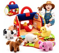 Jouet Bebe 6 Mois, Animaux de la Ferme en Peluche Jeux Sensoriel Bebe Naissance Garcon Fille Cadeau Bébé 6 9 Mois Jouet Bebe 6-12 Mois Jeux d Eveil Bebe 0-6 Mois Jeux Montessori Cadeau 1 An Fille