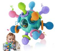 Jouet Bebe 6 Mois - Anneau Dentition Hochet Bebe 0-3 Mois, Balle Sensorielle Bebe avec Secouer/Claquer/Rotation, Jouet Bebe 4 8 9 12 Mois, Cadeau Naissance Fille Enfant et Garçon (Bleu)