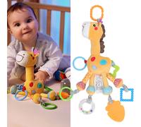 Jouet bébé confort en giraffe colorée, animal en peluche suspendu 10,5x6x47cm