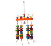 Jouet BIRD JEWEL suspendu trapèze coloré avec bois et cloche 55 cm