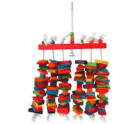 Jouet BIRD JEWEL suspendu trapèze coloré avec bois et cloche 70 cm