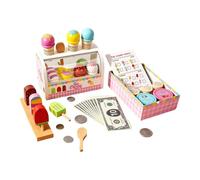Jouet Camion de Glaces éducatif en Bois réaliste Imitation | Set de Crème Glacée Plage Piscine Jardin Activité Fête Extérieur Intérieur Cour Parc Camping Pique-Nique