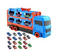 Jouet camion de transport - Véhicule avec 18 voitures - Circuit de course pliable et camion pour - Pour et les filles pour jouer, pour les voyages, le sol et les fêtes