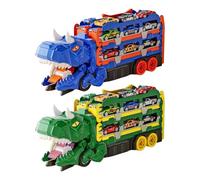 Jouet Camion Dinosaure - de de véhicule Pliable, Piste de Course Transformable, de 18 véhicules, de Transport interactif, Divertissement | de de Transport de din