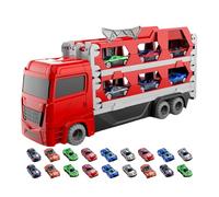Jouet Camion Transporteur - Véhicule De Transport Comprenant 18 Voitures,Jouet Camion avec Piste Repliable,pour Utilisation en Intérieur, Extérieur, Jeu, Voyage, Sol, Fête, Noël, Anniversaire