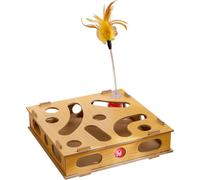 Jouet Chat Casse-tête Boîte à griffes Mahlen interaktives interessantes Spiel mit neckender Stick und Glockenball