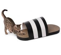 Jouet Chat - Griffoir pour Chat - Slippi en Forme de Pantoufle Noir - Taille L - Carton de Haute qualité - avec Sachet de Catnip - Utilisable des Deux côtés - 75 x 31 x 23 cm