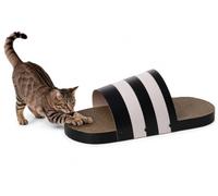 Jouet Chat - Griffoir pour Chat - Slippi en Forme de Pantoufle Noir - Taille S - Carton de Haute qualité - avec Sachet de Catnip - Utilisable des Deux côtés - 51 x 21 x 16,5 cm