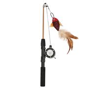 Jouet chat, Jouets télescopiques de chat de canne à pêche de poulie, jouets de chat de canne à pêche sûrs pour utiliser la bobine de main Poisson rouge + canne à pêche