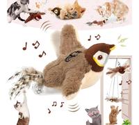 Jouet Chat Oiseau Qui Bouge, Jouet Oiseau pour Chat, Jouet Interactif pour Chat, Oiseau Gazouillant Simulé, Jouet pour Chat, Jouet Oiseau Qui Vole pour Chat - Bird Flapping Chirping Bird Cat Toy