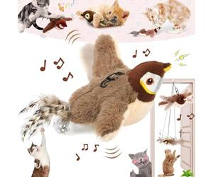 Jouet Chat Oiseau Qui Bouge, Jouet Oiseau pour Chat, Jouet Interactif pour Chat, Oiseau Gazouillant Simulé, Jouet pour Chat, Jouet Oiseau Qui Vole pour Chat - Bird Flapping Chirping Bird Cat Toy