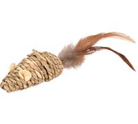 Jouet chat Souris Babs + Plumes Brun 21cm