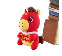 Jouet Cheval En Peluche - Figurine En Peluċhe Douce De 25 Cm, Mascotte Porte-bonĥeur De Dessin Animé, Animal Du Nouvel An Chinois, Charme De Richesse Décoratif | Adorable Ornement En Peluċhe Pour La M