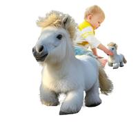 Jouet cheval en peluche qui marche - poney douce et réaliste, animal en peluche interactif à poils courts | Compagnon de jeu éducatif et imaginatif pour le développement de l'apprentissage des