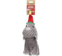 Jouet Chien - Noël - Aviana Chien Gris - 22 cm - Peluche Douce et Velours côtelé - avec Squeaker - Jouet Festif Flamingo