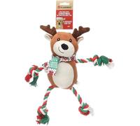 Jouet Chien - Noël - Vicente Renne Brun - 35 cm - Peluche avec Corde en Coton et Squeaker - Jouet de fête Flamingo